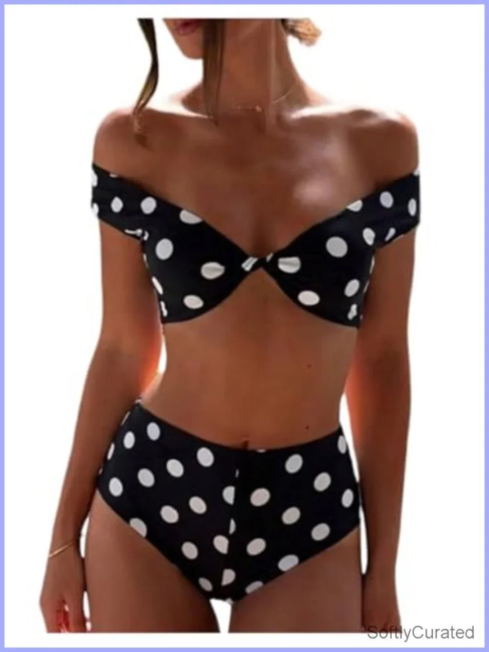 Polka Dots Twist High Waisted Bikini Set Two Piece Bathing Suit Beachwear